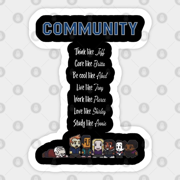 To be like Community - TV show black Sticker by Uwaki